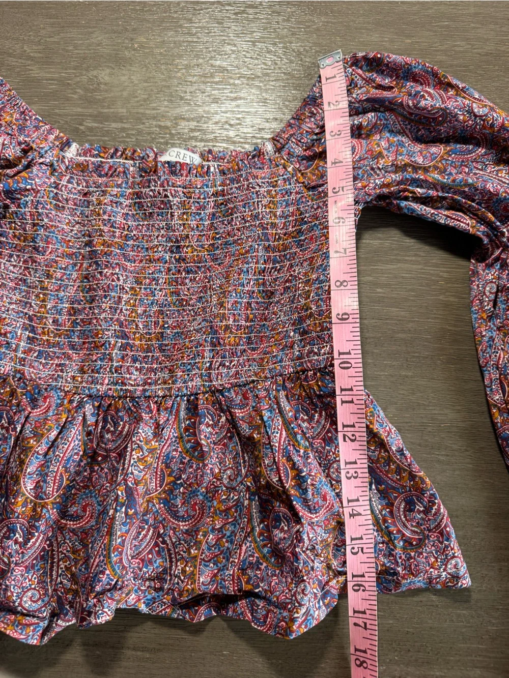 J. Crew Liberty Paisley Purple Pink Smocked Babydoll Blouse Top XS